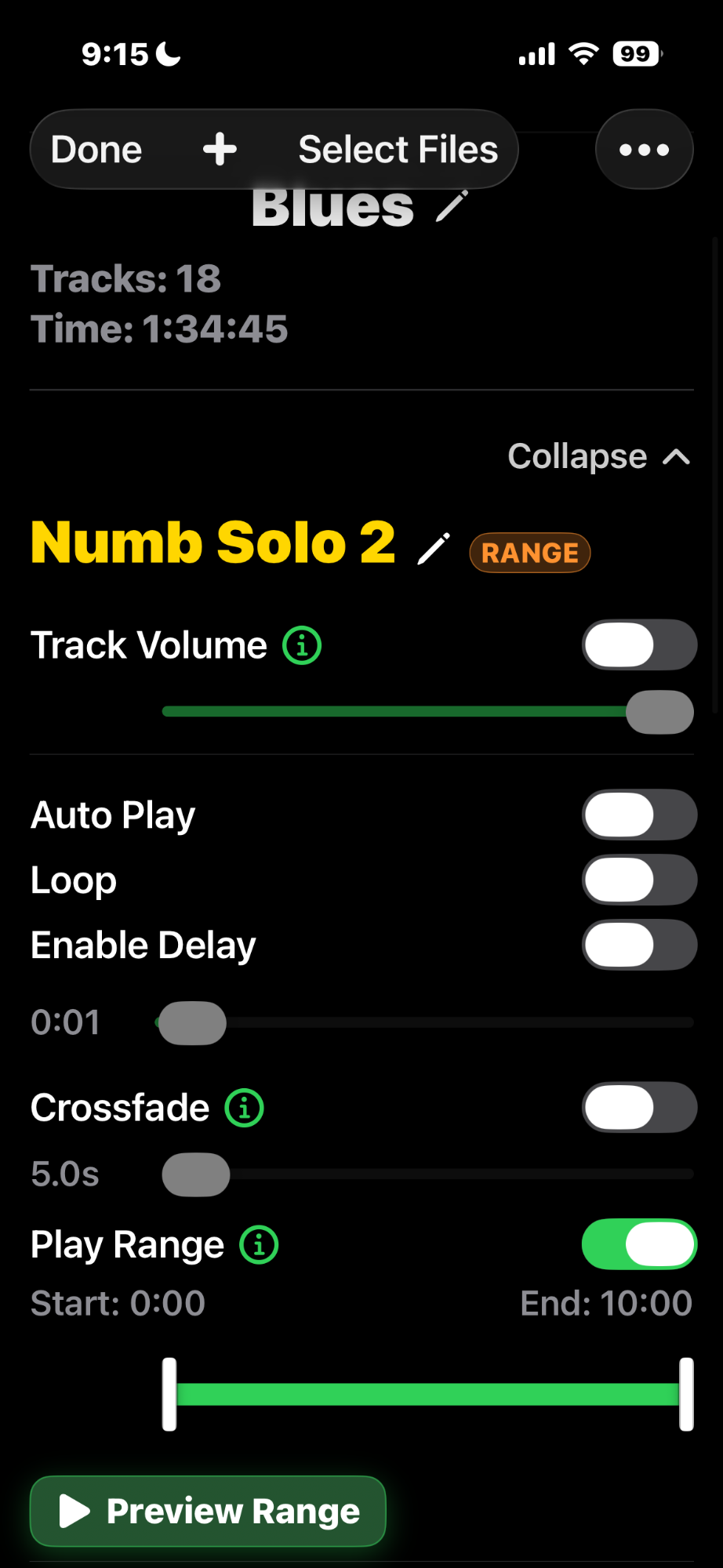 Show Cues Pro Track Settings